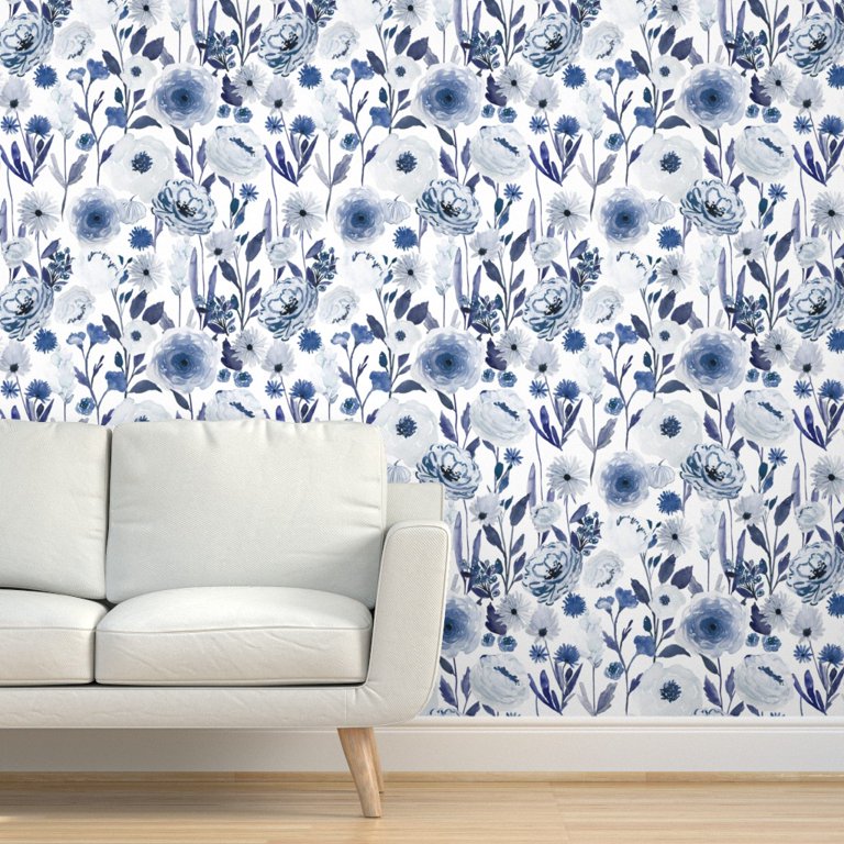 Peel & Stick Wallpaper 9ft x 2ft - Bloom Garden Indigo Floral