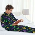 thumbnail image 6 of Honeii Mardi Gras Strings of Beads Pattern Mens Pajamas Set,2pcs Men's Lounge Long Sleeve Sleep Shirt and Pajama Bottoms Sleepwear Set,Mens Pjs Sets-Small, 6 of 7