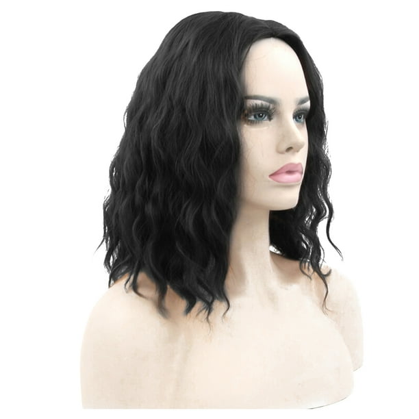 EeaseMX Peluca de mujer para cosplay, pelo sintético, accesorios, pelucas negras cortas y curvas.