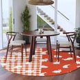 thumbnail image 3 of Japanese Rabbits Round Area Rug 5Ft Washable Circle Rugs for Living Room Bedroom, Vintage Orange Red Plaid Farmhouse Non-Slip Carpet Floor Mats Indoor Outdoor Carpet Runner Aesthetic Home Decor, 3 of 8