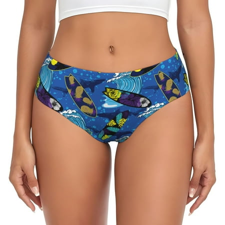 Womens Underwear - Hawaiian Flower Pineapple paddleboard No Show Seamless Underwear for Women  Kawaii Soft Stretch Women s Panties  Hipster Ladies Panties Bikini Underwear Briefs