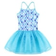 thumbnail image 3 of Sholeno Girls Shiny Fishs Cales Printed Leotard Dress Ballet Dance Dress Mermaid Princess Costume Blue Fish Scales 5, 3 of 7
