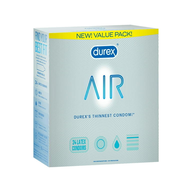 Durex Air Condoms, Extra Thin, Transparent Natural Rubber Latex Condoms for  Men, FSA & HSA Eligible, 36 Count 
