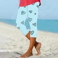 thumbnail image 2 of lcziwo Leggings for Women 2025 Summer Casual Milk Silk Soft Cropped Yoga Pants Fashion Heart Print High Waisted Workout Capri Leggings Light Blue M, Weekly Sale, 2 of 6