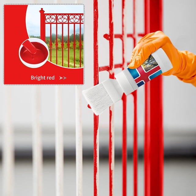 Red Water Based Rust Proof Metal Paint With Built In Brush Easy Application Rust Prevention Undercoat Protection For Iron Steel Outdoor Use Red Color Plastic