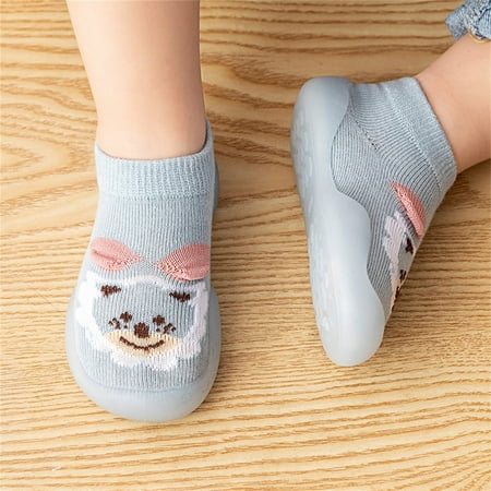 

Cathalem Boys Shoes Boys Girls Animal Cartoon Socks Shoes Toddler WarmThe Floor Socks Non Slip Prewalker Mike Shoes Blue 0 Months