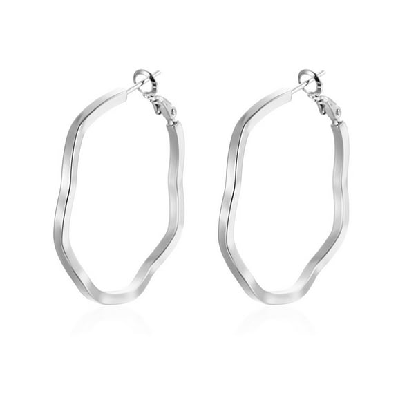 Tilga Sterling Silver/Gold Plated Zircon Hoop Earrings, Women's Large Silver Hoop Earrings, Lightweight Large Hoop Earrings, Hypoallergenic Thin Hoop Earrings, Suitable for Women 30-70mm