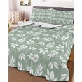 thumbnail image 2 of Quilts Twin XL Size, Sage Green White Leaves Soft Comforter Bedding Set for Bed, Spring Pastoral Rustic Botanical Lightweight Quilted Bedspread with Pillow Cover(2 Pieces) for All Season, 68x98 Inch, 2 of 6