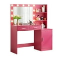 thumbnail image 4 of Vanity Desk with Mirror and Lights, 46.4IN Dressing Table with 2 Large Drawer&Large Vertical Organizer, 3 Level Dresser & 3 Lighting Modes Adjustable Brightness, Suitable for Bedroom, 4 of 6