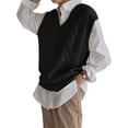 thumbnail image 4 of Sleeveless Knit Sweater Spring Autumn Casual Loose Cable Vest Pullovers, 4 of 5