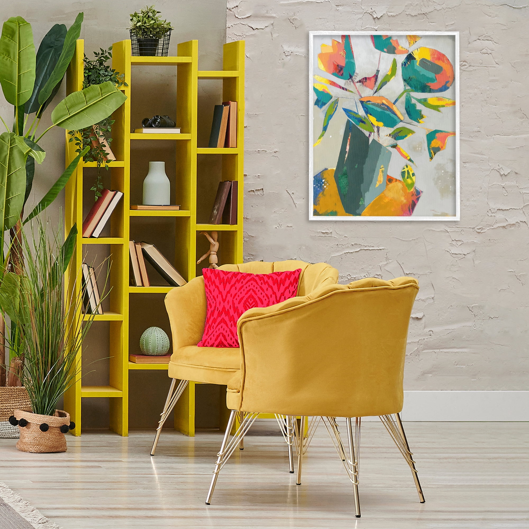 Mischief & Merrymaking Abstraction White Framed Giclee Art, design by Dianna Fritzler