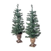 Holiday Time Christmas Decor Pre-Lit 2-Pack 3.5' Artificial Porch Tree, Clear