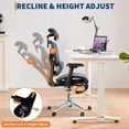 thumbnail image 5 of 3Rd Gen Ergonomic High Back Mesh Office Chair with Footrest, 4d Adjustable Armrests & Dynamic Lumbar Support, Reclining Tilt Function Rolling Casters Desk Chair for Home Office, Grey, 5 of 9