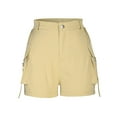 thumbnail image 4 of IROINNID Discount Shorts for Women Straight Barrel High Waist Solid Pocket Work Shorts,Khaki, 4 of 6