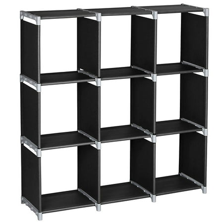 3 Tiers 9 Cubes Storage Shelf Organizers Black Book Shelf Cube