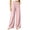 Pink-pants, variant on Ladies Elastic Waist Curved Seam Patch Pocket Crinkle Wide Leg Pants Lightweight Everyday Casual Long Trouser Pink S