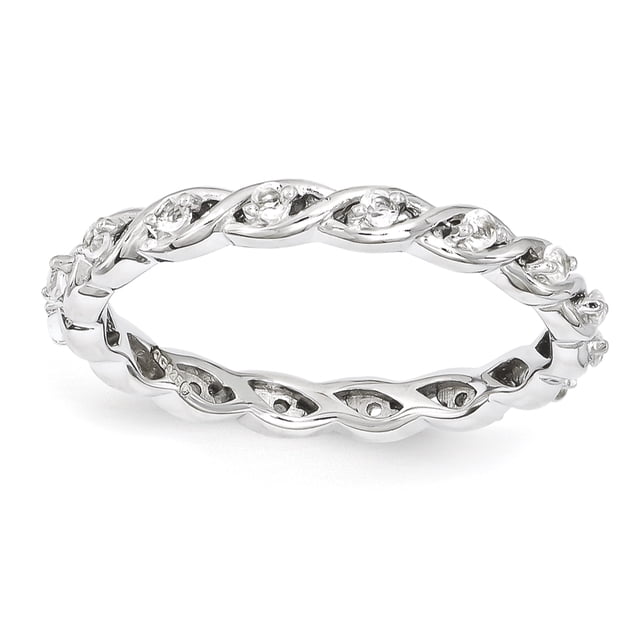 Bague en Argent Sterling Stackable Expressions Topaze Blanche Taille 6