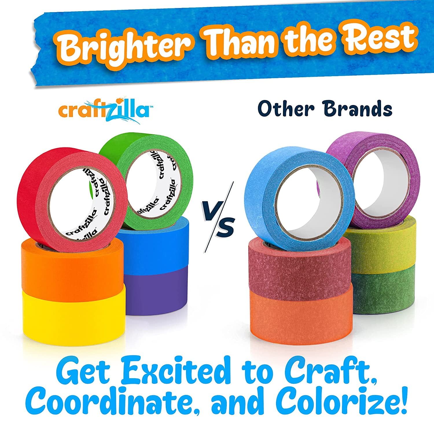 Colored Masking Tape – 6 Roll Multi Pack – 10 Yards x 1 Inch Each Colorful Craft Tape for Arts & Crafts, Labeling and Color-Coding - Back to School Supplies
