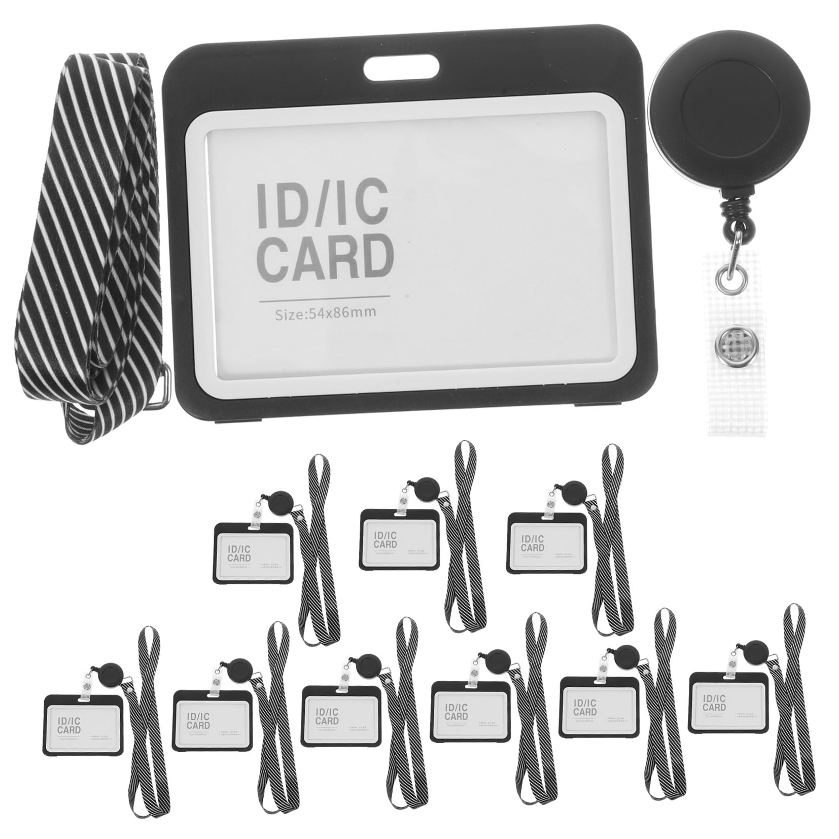 DEEPCRAFF 10 Sets Clear Black Badge Holders Sleeves for Employee Office Security Card Storage and