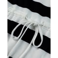 thumbnail image 5 of Yuemengxuan Women Summer Dress, Stripe V-Neck Long Sleeves Drawstring Waist Skirt, 5 of 8