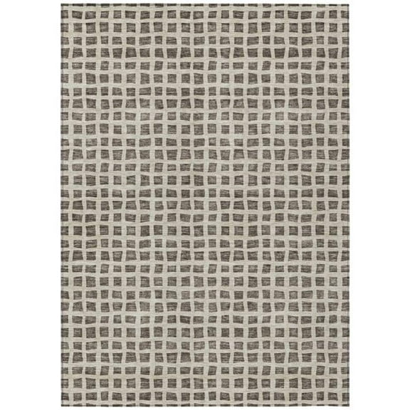 HomeRoots 583270 3 x 5 ft. Geometric Washable Indoor & Outdoor Rectangle Area Rug, Brown, Taupe & Ivory