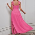 thumbnail image 5 of B91xZ Robes Longues pour Femmes Décontractées Col en V Profond Sans Manches Robe de Soirée Longue Maxi Robes de Mariage, Rose Vif P, 5 of 5