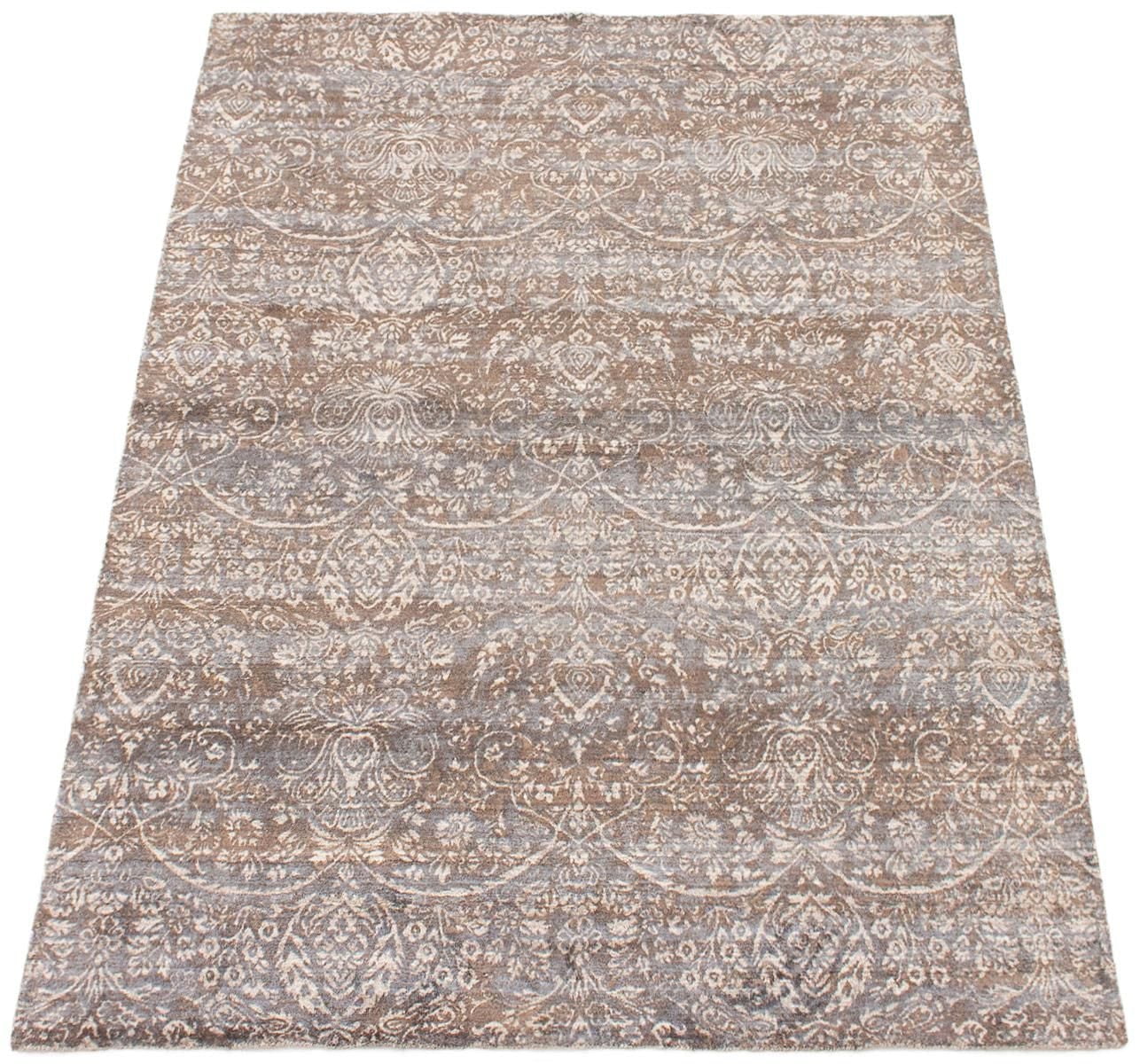 ECARPETGALLERY 5'3" x 7'5" Transitional Galleria Hand-knotted Area Rug for Living Room, Dining Room and Bedroom in Brown