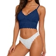 thumbnail image 6 of Jinhomg Women's Lace Padded Bralette Plunge Wireless Longline Bra Breathable Everyday Bras Blue Free Size, 6 of 9