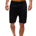 thumbnail image 2 of HOOMEUMY Men's Summer Shorts Drawstring Elastic Waist Breathable Loose Fit Casual Solid Color Sports Beach Shorts with Pockets Black L, 2 of 4