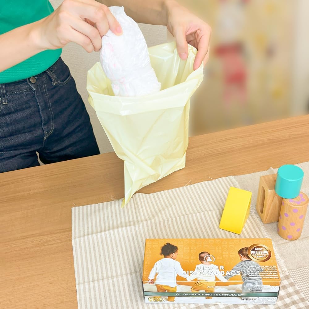 Odor-Sealing Dirty Diaper Trash Bags - Disposable Bags - Scent & Smell Free - 90 Count (Medium)