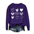 thumbnail image 1 of Penkiiy Chandail en Molleton Imprimé Cœur pour Femmes Manches Longues Col Rond Décontracté Ample Vintage Amour Graphique Pull Tops S Violet, 1 of 4