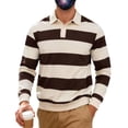 thumbnail image 5 of Umfun Men's & Big Men's Striped Rugby Shirt Long Sleeve Collared Pullover Top Casual Sporty Knit Sweater for Autumn Winter Daily Wear, 5 of 8