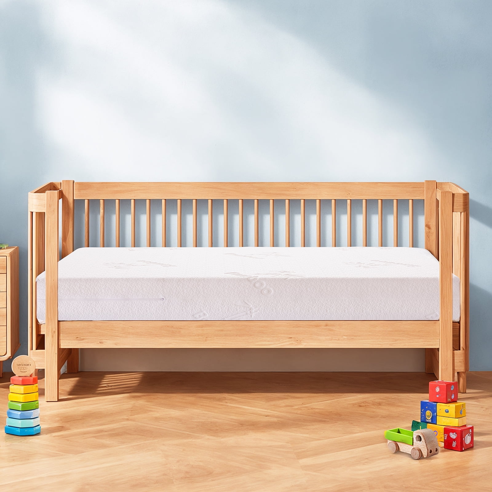 Memory Foam Crib & Toddler Mattress: Dual-Sided Soft Cribs mattresses for Waterproof - 52" x 27.6" x 5" - Breathable - Bamboo Toddler Bed Mattress Fits Baby and Kids