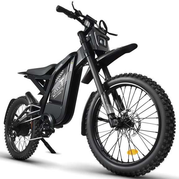 VTOKW T2000 Electric Dirt Bike for Adults,3000W Peak Electric Motorcycle 37MPH 48V 30Ah Battery,85 Miles Electric Bike,24" Fat Tire Ebike,Dual Hydraulic Brakes Mountain Bike,Full Suspension,UL2849