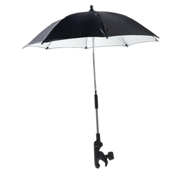 Sombrilla para silla de playa con clip para cochecito de golf, piscina y patio. Negro