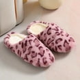 thumbnail image 2 of Women's Fuzzy Slippers Soft Comfy Memory Foam Non-slip Indoor House Shoes Leopard Print Soft Sole House Slippers for Women Red Size 7, 2 of 6