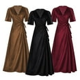 thumbnail image 2 of Oksale Robes d'Invitée de Mariage pour Femmes Élégantes Formelles à Col en V Croisé Robe Maxi avec Ceinture à Manches Courtes Robes de Soirée Couleur Unie Tenues Longueur au Sol 2026 Bordeaux m, 2 of 8
