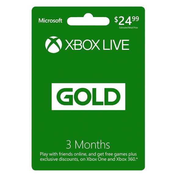 Tarjeta Xbox Live Gold de 3 meses Tarjeta física de Microsoft