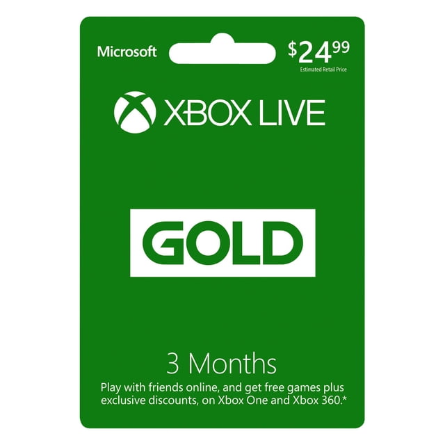 Tarjeta Xbox Live Gold de 3 meses Tarjeta física de Microsoft