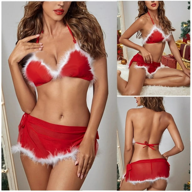Fesfesfes Women Lingerie Sets Christmas Sexy Furry Two-Piece Sexy Christmas  Clothes Sexy Lingerie On Sale 