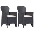 thumbnail image 1 of vidaXL Garden Chair 2 pcs with Cushion Brown Plastic Rattan Look, 1 of 4