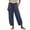 Navy, variant on ibiyuan Business Casual Pants for Women Elastic Waist Palazzo Pants Loose Fit Women Trousers Drawstring Cotton Lounge Pants Women with Pockets