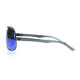 thumbnail image 3 of Polarized Mens Narrow Rectangle Metal Rim Officer Style Pilots Sunglasses Gunmetal Teal Mirror, 3 of 4