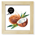 thumbnail image 1 of Coconut Fruit Tasty Healthy Watercolor Square Picture Frame Wall Tabletop Display, 1 of 3