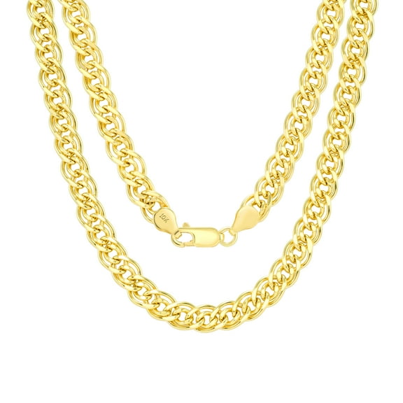 Nuragold 10k Real Yellow Gold Double Cuban Link 6mm Curb Chain Necklace (18"-26") Italian Jewelry for Men & Women