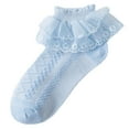 thumbnail image 1 of WUANDIXFA Socks for Girls Children's Socks Spring and Fall Lace Cotton Baby Socks Dance Breathable Student Short Socks Children's Socks Blue,7-9 Years, 1 of 3