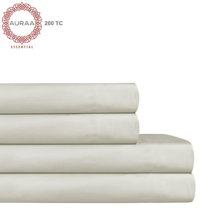 200 Sheet Special Media - Auraa Essential 200 TC Aaah Cotton 4 Pc Queen Sheet Set