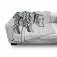 thumbnail image 3 of Hippo Soft Flannel Fleece Throw Blanket, Hippo Hand-Drawing Style Print Ornamented with Geometric Forms, Cozy Plush for Indoor and Outdoor Use, 50" x 60", Black and White, by Ambesonne, 3 of 6