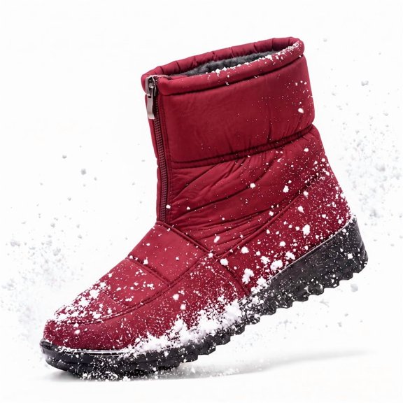 Knivor Women Front Zip Quilted Winter Snow Boots Fleece Lined Non‑Slip Ankle Boots for Women Cold Weather Daily Outdoor Footwear