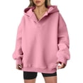 thumbnail image 2 of Titcea Hoodies for Women Solid Color Oversized Long Sleeve V-Neck Hoodie Loose Casual Long Pullover Sweatshirt, 2 of 9